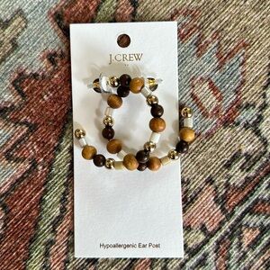 NWT J. Crew beaded hoops with hypoallergenic ear posts.
